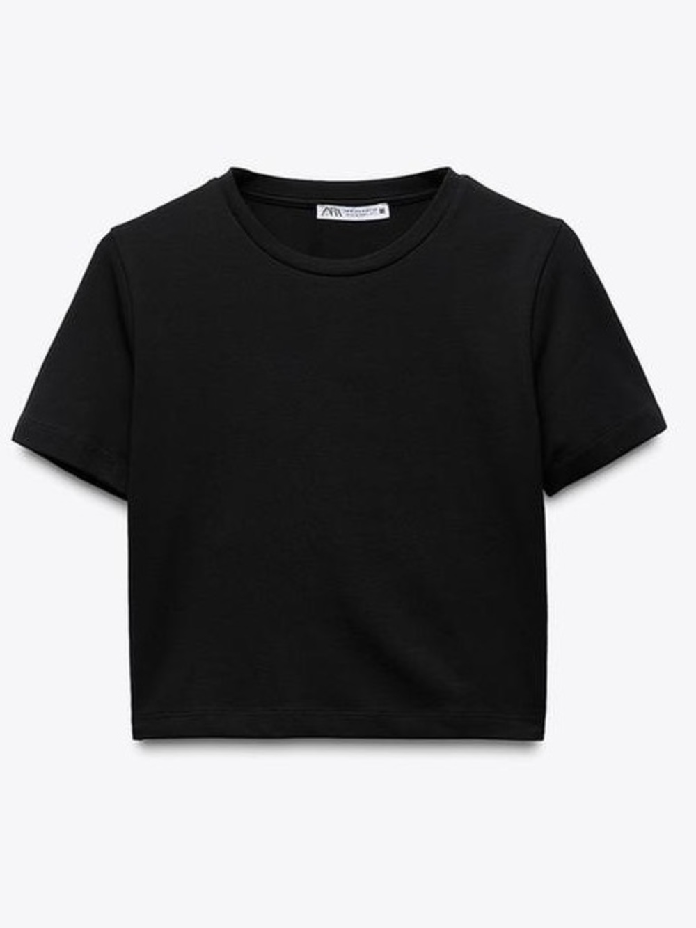 2/$30 - Zara Black Slim Fit Round Neck Cropped Short Sleeve Classic Tee Small